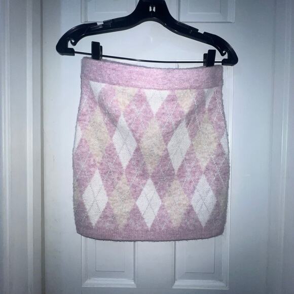 LOVERS + FRIENDS CASEY LUREX ARGYLE MINI SKIRT SIZE SMALL - Picture 6 of 8